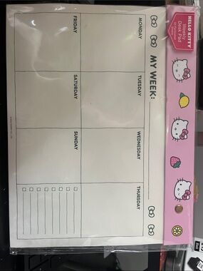 Hello Kitty Pink Weekly Desk Pad Planner with Cute Character Accents